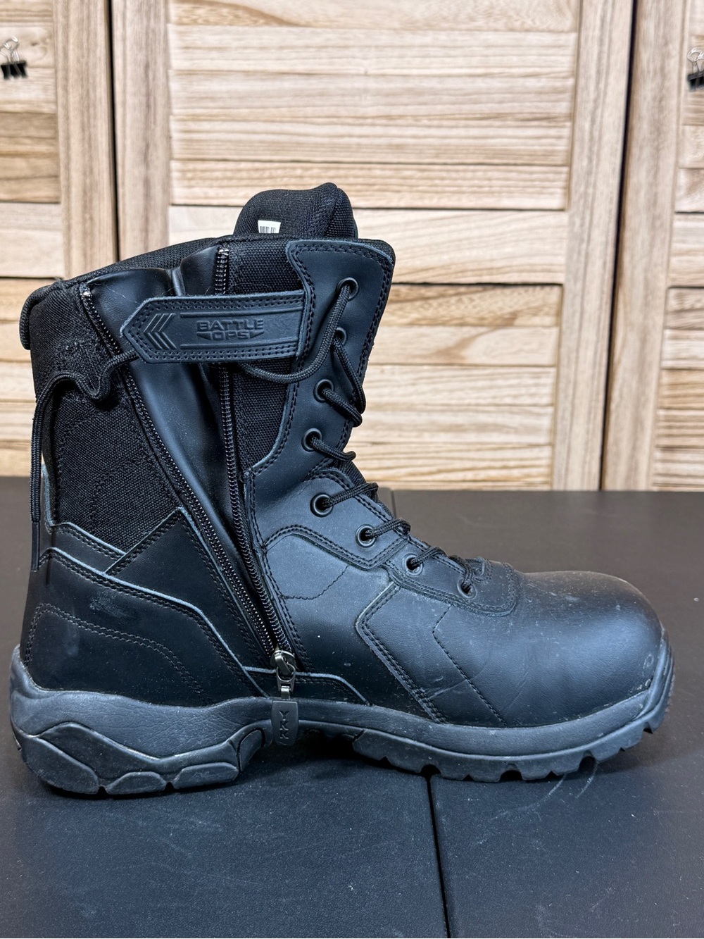 Batlle Ops Black Tactical Work Boots with Side Zippers Waterproof Size 10 - Picture 7 of 13